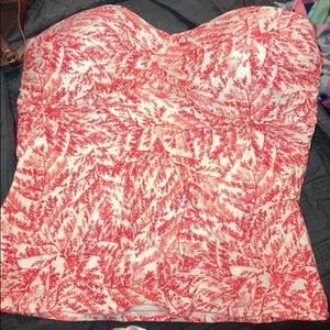 Orange & white designed Oldnavy strapless tankini